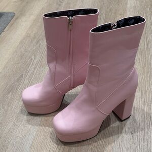 Steve Madden Light Pink Platform Heeled Boots